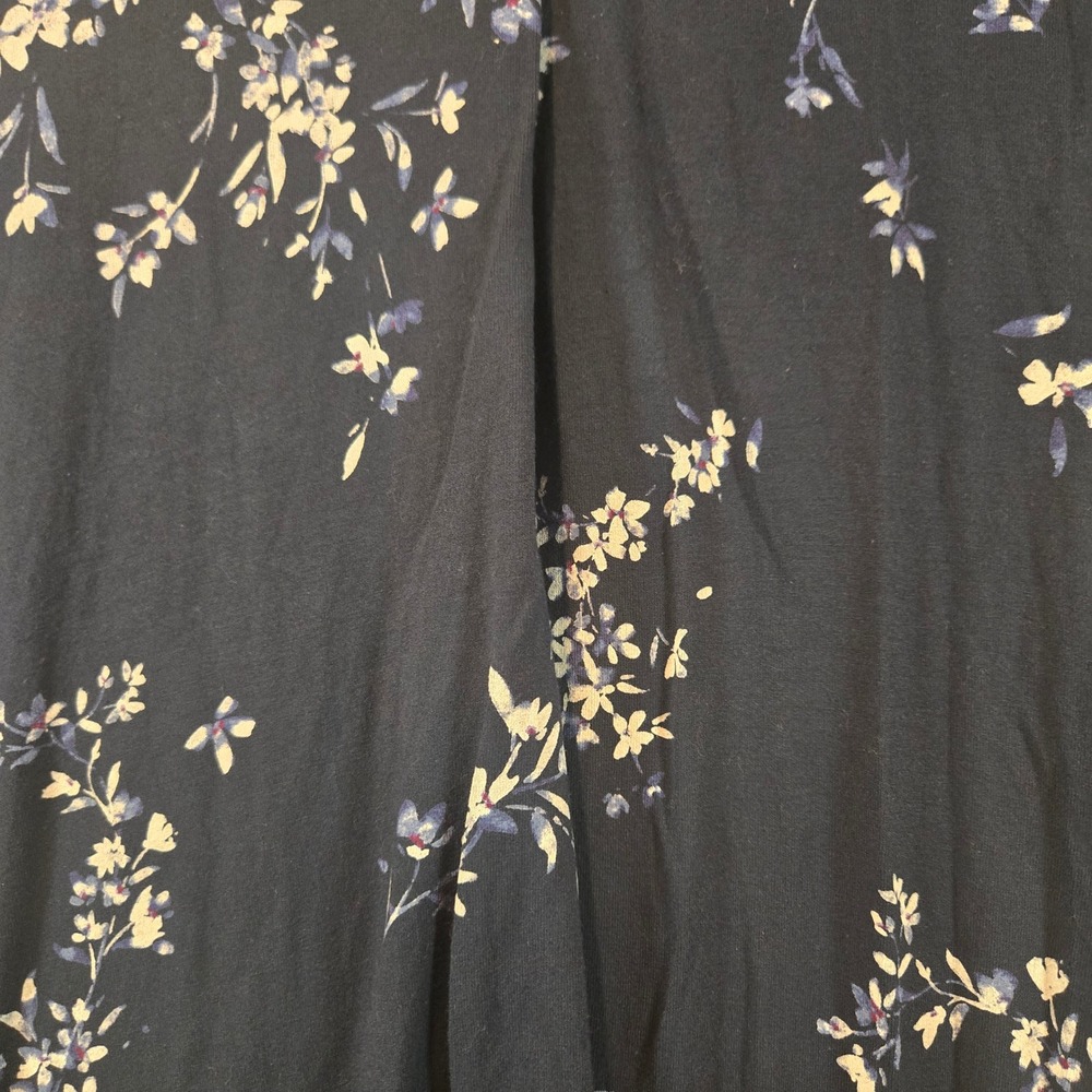 J. Jill Wearever Navy Floral 3/4 Sleeve Tunic Top V-Neck Pleated Front Small - Picture 7 of 8